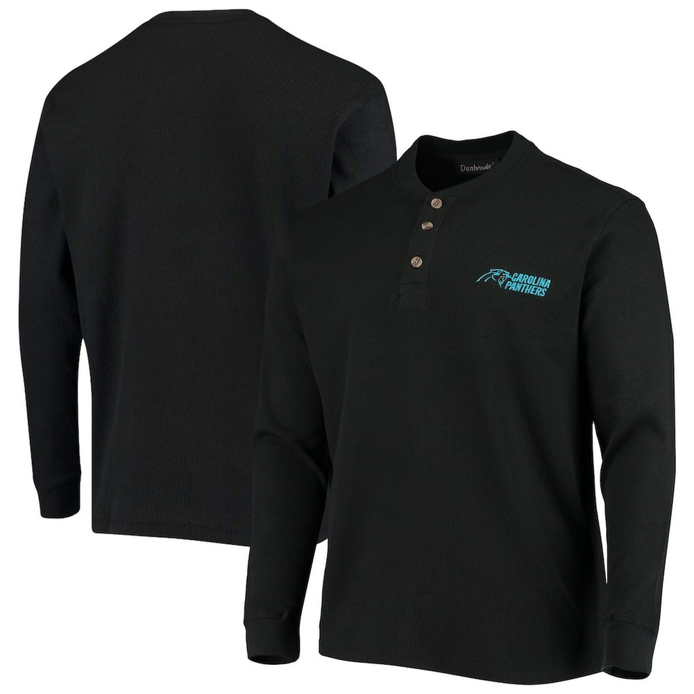 Carolina Panthers Dunbrooke Logo Maverick Thermal Henley Long Sleeve T-Shirt - Black cheap