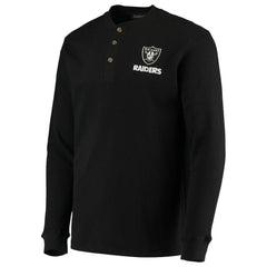 Las Vegas Raiders Dunbrooke Logo Maverick Thermal Henley Long Sleeve T-Shirt - Black on sale