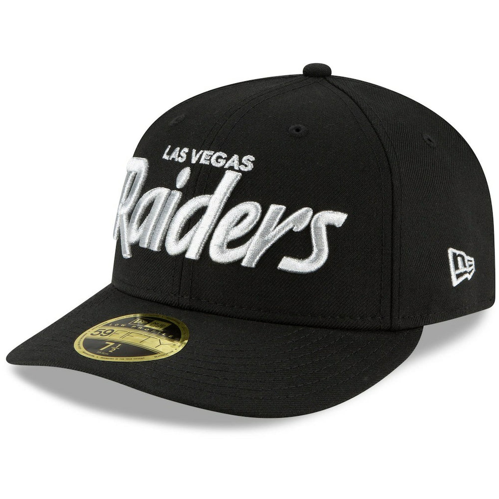 Las Vegas Raiders New Era Omaha Script Low Profile 59FIFTY Fitted Hat - Black for sale