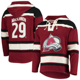 Nathan MacKinnon Colorado Avalanche '47 Player Name & Number Lacer Pullover Hoodie - Burgundy Hoodies