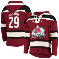 Nathan MacKinnon Colorado Avalanche '47 Player Name & Number Lacer Pullover Hoodie - Burgundy Hoodies