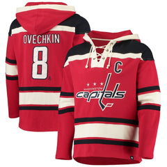 Alexander Ovechkin Washington Capitals '47 Player Name & Number Lacer Pullover Hoodie - Red Hoodies