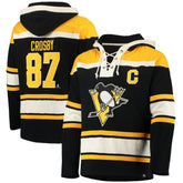 Sidney Crosby Pittsburgh Penguins '47 Player Name & Number Lacer Pullover Hoodie - Black Hoodies