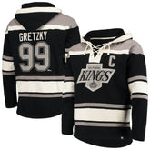 Wayne Gretzky Los Angeles Kings '47 Retired Player Name & Number Lacer Pullover Hoodie - Black Hoodies