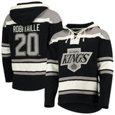 Luc Robitaille Los Angeles Kings '47 Retired Player Name & Number Lacer Pullover Hoodie - Black Hoodies