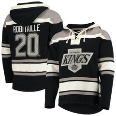 Luc Robitaille Los Angeles Kings '47 Retired Player Name & Number Lacer Pullover Hoodie - Black Hoodies