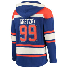 Wayne Gretzky Edmonton Oilers '47 Retired Player Name & Number Lacer Pullover Hoodie - Royal Hoodies