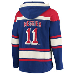 Mark Messier New York Rangers '47 Retired Player Name & Number Lacer Pullover Hoodie - Blue Hoodies
