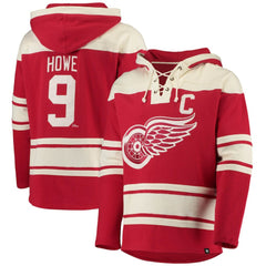 Gordie Howe Detroit Red Wings '47 Retired Player Name & Number Lacer Pullover Hoodie - Red Hoodies