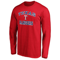 Men's Red Texas Rangers Team Heart & Soul Long Sleeve T-Shirt