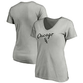 Chicago White Sox Women's Team Logo Lockup V-Neck T-Shirt Heathered Gray