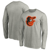 Baltimore Orioles Official Team Logo Long Sleeve T-Shirt Heather Gray