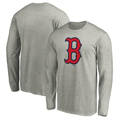 Boston Red Sox Official Team Logo Long Sleeve T-Shirt Heather Gray
