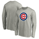Chicago Cubs Official Team Logo Long Sleeve T-Shirt Heather Gray