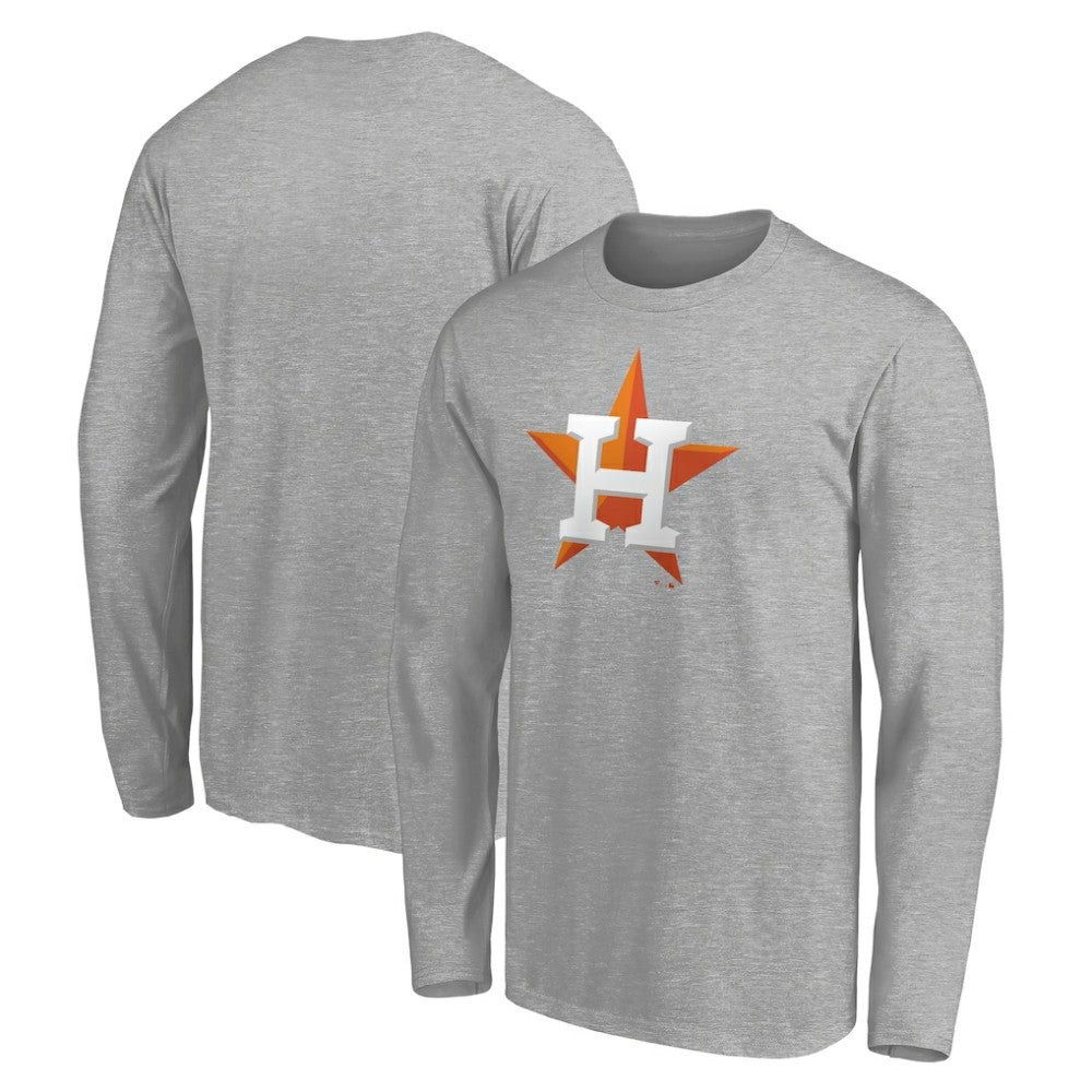 Houston Astros Official Team Logo Long Sleeve T-Shirt Heather Gray