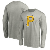 Pittsburgh Pirates Official Team Logo Long Sleeve T-Shirt Heather Gray