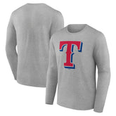Texas Rangers Official Team Logo Long Sleeve T-Shirt Heather Gray