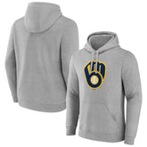 Milwaukee Brewers Official Logo Fitted Pullover Hoodie Heather Gray