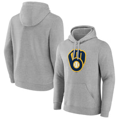 Milwaukee Brewers Official Logo Fitted Pullover Hoodie Heather Gray
