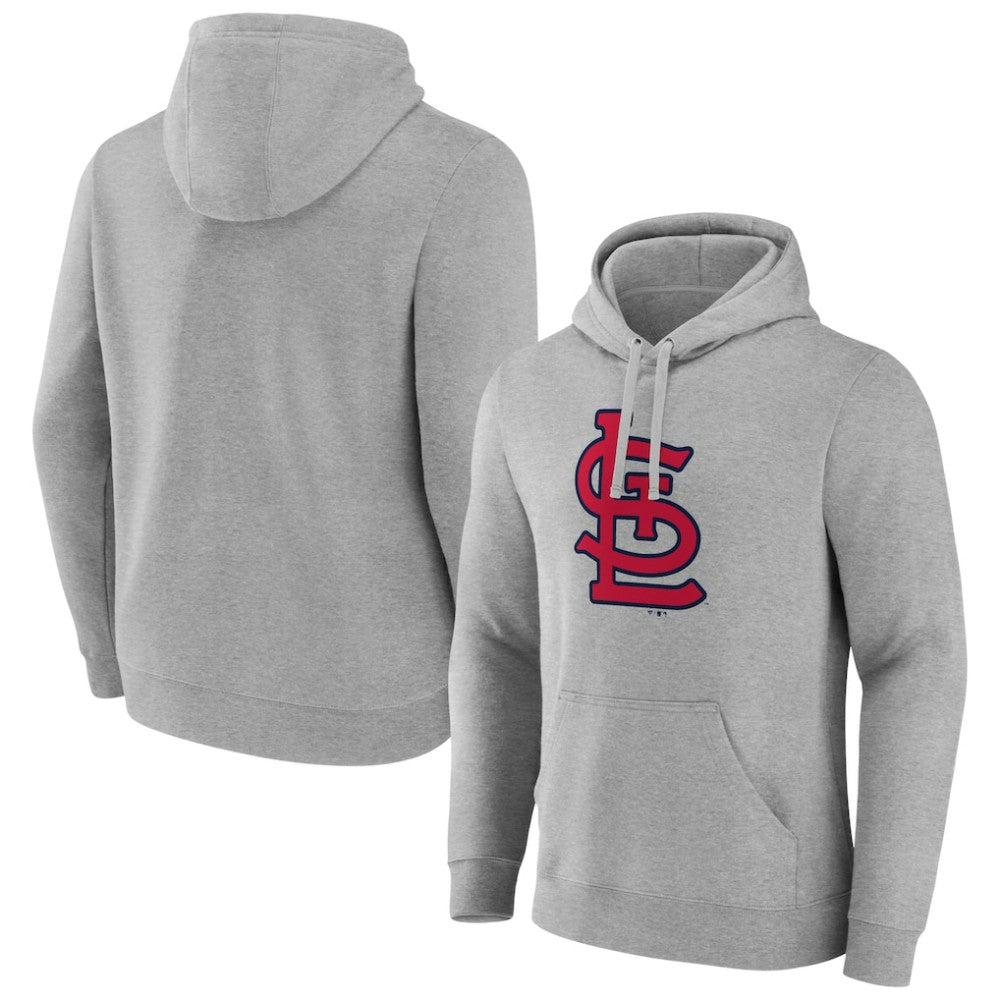 St. Louis Cardinals Official Logo Fitted Pullover Hoodie Heather Gray