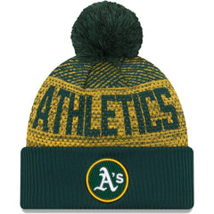 Athletics Authentic Collection Sport Cuffed Knit Hat with Pom Green