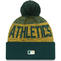 Athletics Authentic Collection Sport Cuffed Knit Hat with Pom Green