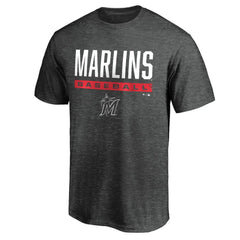 Miami Marlins Win Stripe Logo T-Shirt II Charcoal