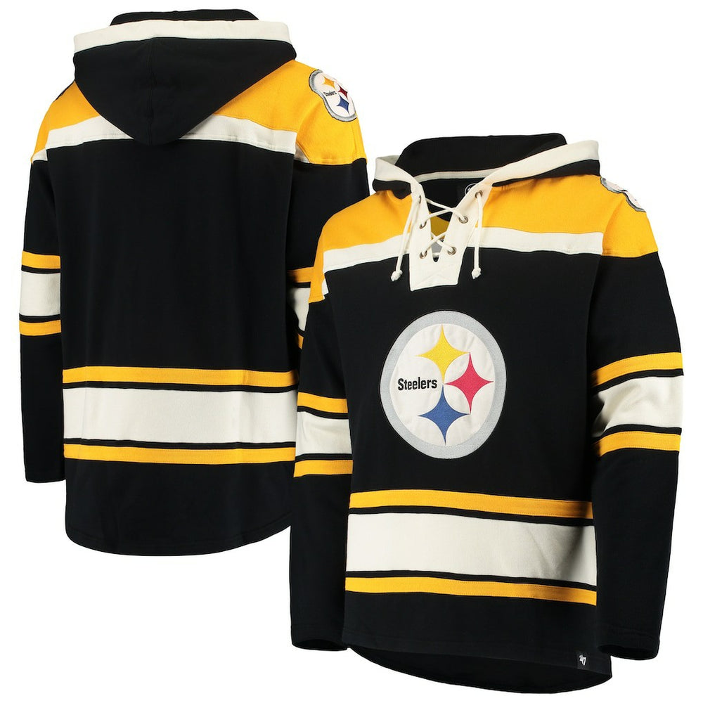 Pittsburgh Steelers '47 Lacer V-Neck Pullover Hoodie - Black/Gold outlet
