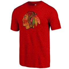 Chicago Blackhawks Distressed Tri-Blend T-Shirt - Red T-shirts