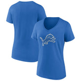 Detroit Lions Women's Primary Team Logo V-Neck T-Shirt - Blue discount