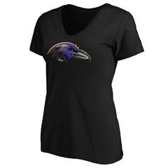 Baltimore Ravens Women's Midnight Mascot Logo V-Neck T-Shirt - Black cheap