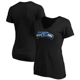 Seattle Seahawks Women's Midnight Mascot Logo V-Neck T-Shirt - Black discount