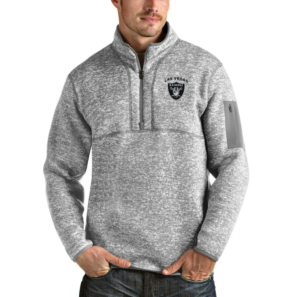 Las Vegas Raiders Antigua Fortune Quarter-Zip Pullover Jacket - Heather Gray discount