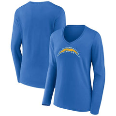 Los Angeles Chargers Women's Primary Team Logo Long Sleeve V-Neck T-Shirt - Powder Blue outlet