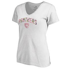 Florida Panthers Women's Floral Arched V-Neck T-Shirt - White T-shirts