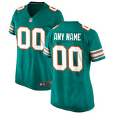 Miami Dolphins Women's Alternate Custom Game Jersey - Aqua cheap