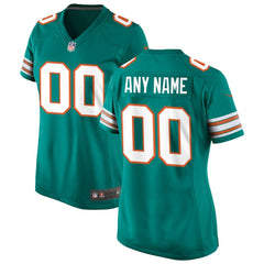 Miami Dolphins Women's Alternate Custom Game Jersey - Aqua cheap