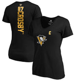 Sidney Crosby Pittsburgh Penguins Women's Playmaker V-Neck T-Shirt - Black T-shirts