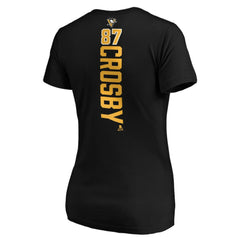 Sidney Crosby Pittsburgh Penguins Women's Playmaker V-Neck T-Shirt - Black T-shirts