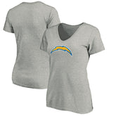 Los Angeles Chargers Women's Primary Logo V-Neck T-Shirt - Heather Gray cheap