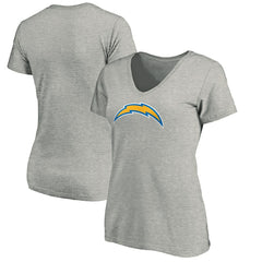 Los Angeles Chargers Women's Primary Logo V-Neck T-Shirt - Heather Gray cheap