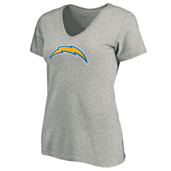 Los Angeles Chargers Women's Primary Logo V-Neck T-Shirt - Heather Gray cheap