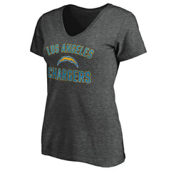 Los Angeles Chargers Women's Victory Arch V-Neck T-Shirt - Heathered Gray cheap