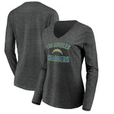 Los Angeles Chargers Women's Victory Arch Long Sleeve V-Neck T-Shirt - Heather Gray on sale