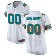 Miami Dolphins Women's Alternate Custom Game Jersey - White outlet