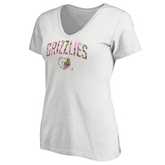 Memphis Grizzlies Women's Floral Arch V-Neck T-Shirt - White cheap