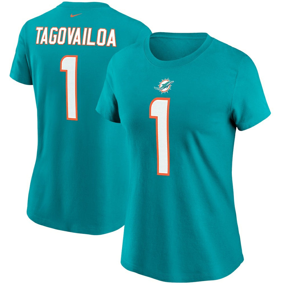Tua Tagovailoa Miami Dolphins Women's Name & Number T-Shirt - Aqua for sale