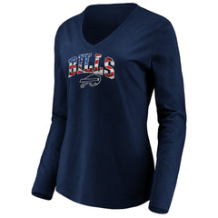 Buffalo Bills Women's Banner Wave V-Neck Long Sleeve T-Shirt - Navy for sale