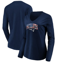 New England Patriots Women's Banner Wave V-Neck Long Sleeve T-Shirt - Navy online