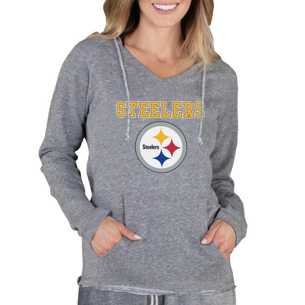 Pittsburgh Steelers Concepts Sport Women's Mainstream Tri-Blend Raglan Hoodie V-Neck Top - Gray discount